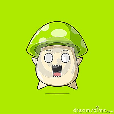 Cute green mushroom character got shocked. Vector flat carton character illustration Vector Illustration