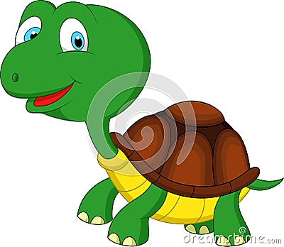 Cute green turtle cartoon Vector Illustration