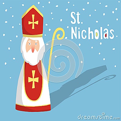 Cute greeting card with Saint Nicholas, Vector Illustration