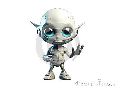 Cute Grey Alien Showing Peace 3D V1, Generrative Ai Stock Photo