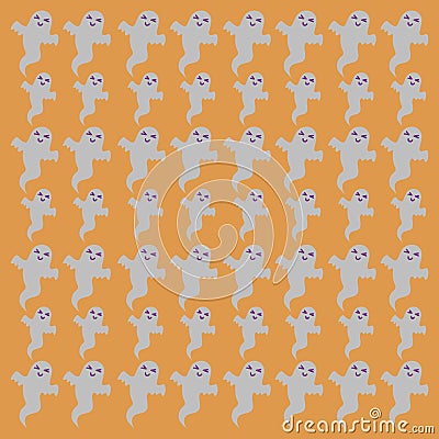 Cute Grey Ghosts Halloween Background Pattern Texture Vector Illustration