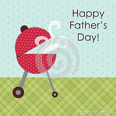 Cute Grill cookout as vintage Father`s Day card Vector Illustration