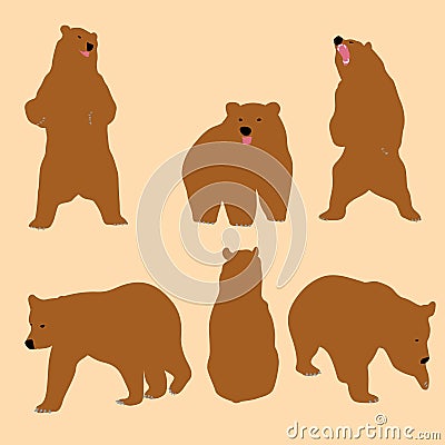 Cute Grizzly Bear in Simple Style Vector Illustration