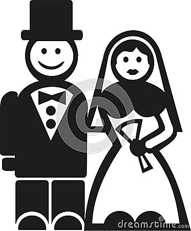 Cute groom and bride icon Vector Illustration