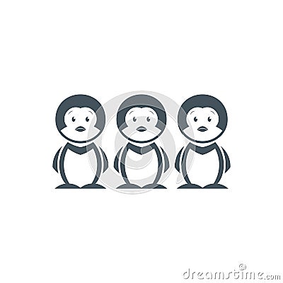 Cute group of penguin symbol logo vector Vector Illustration