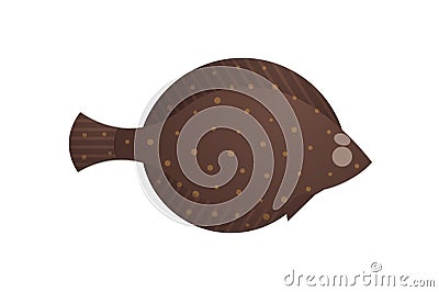 Cute Halibut Flounder Flatfish Vector Illustration Isolated On White Background Vector Illustration