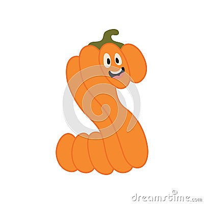 Cute Halloween alphabet letter S pumpkin character. Funny kids decorative lettering. for t-shirt, nursery decoration Vector Illustration