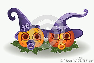 Cute halloween baby pumpkins, vector Vector Illustration