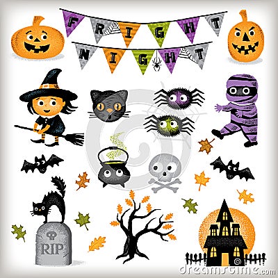 Cute Halloween Graphic Elements Cartoon Illustration
