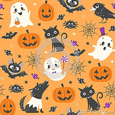 Cute Halloween pattern Vector Illustration