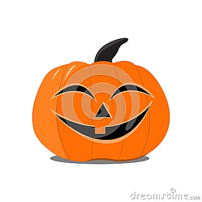 Flat Halloween pumpkin on the white background. Vector Illustration