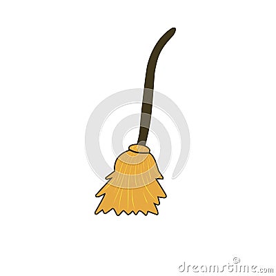 Cute Halloween vector broom ilustration Stock Photo