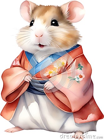 A cute Hamster in a hanbok. Ai-Generated. Stock Photo