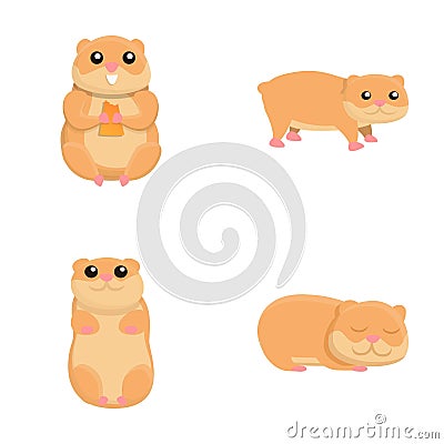 Cute hamster icons set cartoon vector. Animal rodent Vector Illustration