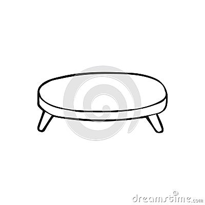 Cute hand drawn coffee table on a white background. Funny element in trendy doodle style for card, social media banner, logo, Cartoon Illustration