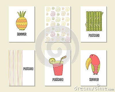 Cute hand drawn doodle birthday, party, baby shower cards Vector Illustration