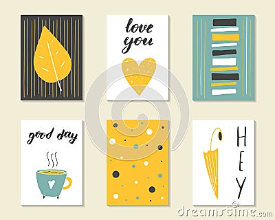 Cute hand drawn doodle birthday, party, baby shower cards Vector Illustration