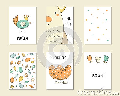 Cute hand drawn doodle birthday, party, baby shower cards Vector Illustration