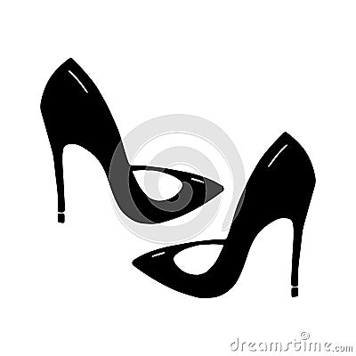 Cute hand drawn doodle stilettos. Isolated on white background. Vector stock illustration Vector Illustration