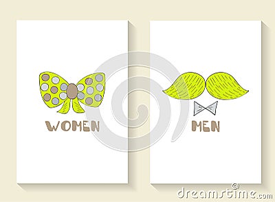 Cute hand drawn doodle toilet, washroom sign Vector Illustration