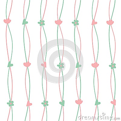 Cute hand-drawn flower and leaf background patterns Stock Photo