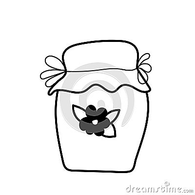 Cute hand drawn glass jar with jam. Doodle sweet preserve illustration. doodle. clipart. vector illustration Vector Illustration