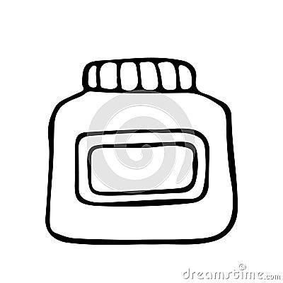 Cute hand drawn glass jar with jam. Doodle sweet preserve illustration. doodle. clipart. vector illustration Vector Illustration