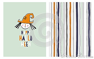 Cute Hand Drawn Halloween Vector Illustration. Little Witch. Vector Illustration