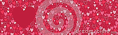 Cute hand drawn hearts background, lovely romantic design, great for Valentine's Day, Vector Illustration