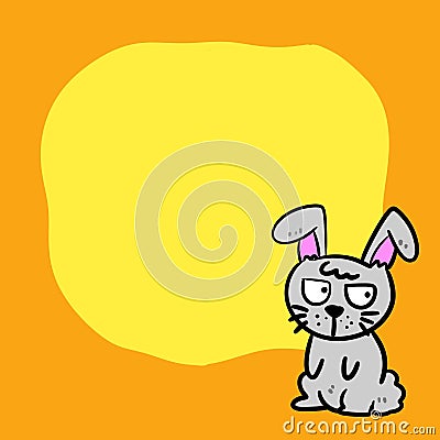 cute hand drawn illustration of an orange rabbit Cartoon Illustration