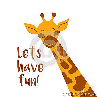 Cute flat hand-drawn orange giraffe illustration Vector Illustration