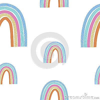 Cute hand drawn rainbow, childish print. Best for t-shirt, poster, wrapping paper, decoration. Vector illustration in scandinavian Cartoon Illustration