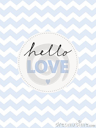 Cute Hand Written Hello Love Vector Illustration. Vector Illustration