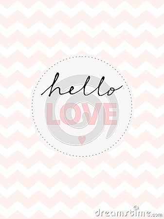 Cute Hand Written Hello Love Vector Illustration. Vector Illustration