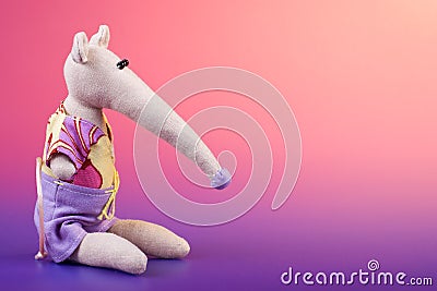 Cute handmade fabric toy Stock Photo