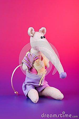 Cute handmade mouse with long nose Stock Photo