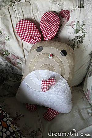 Cute handmade rabbit doll Stock Photo