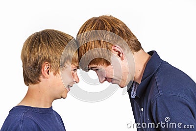 Cute handsome brothers having fun together Stock Photo