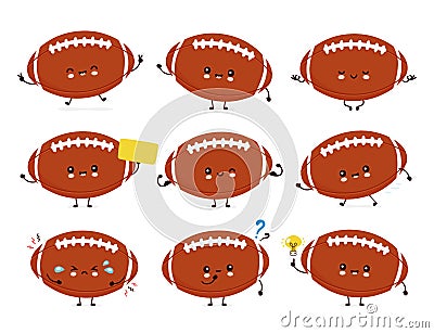 Cute happy american football rugby ball Vector Illustration