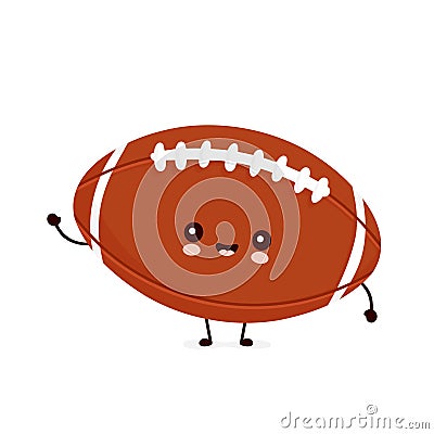 Cute happy american football rugby ball Vector Illustration