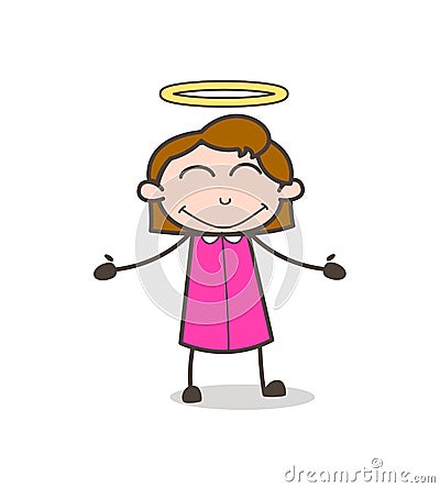 Cute Happy Angel Girl with Halo Vector Stock Photo