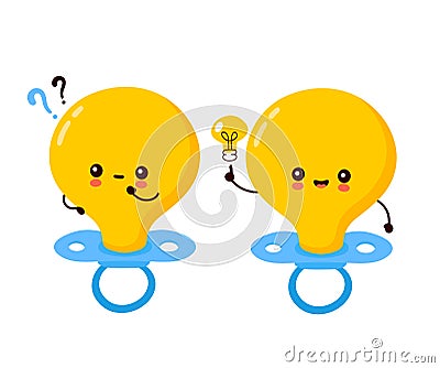 Cute happy baby nipple character Vector Illustration