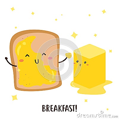 Cute happy bread and butter vector design Stock Photo