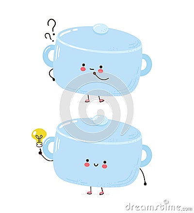 Cute happy cooking pot character Vector Illustration