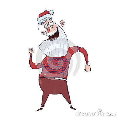 Cute happy Santa Claus. Vector Illustration, isolated on white background. Vector Illustration