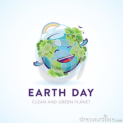 Cute happy Earth character for an environmental cause Vector Illustration