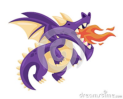 Cute Happy Flying Baby Dragon Illustration Vector Illustration