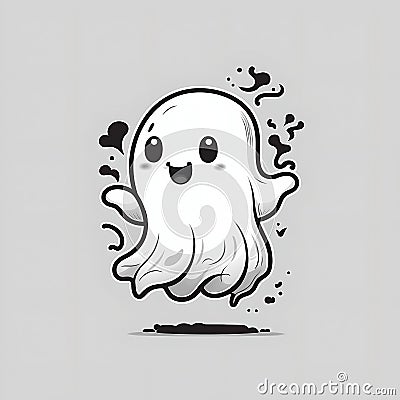 A cute happy ghost generated by ai Stock Photo