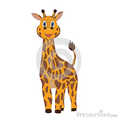 Cute happy giraffe, cartoon character. Vector Illustration