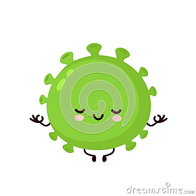 Cute happy good probiotic bacteria meditate Vector Illustration